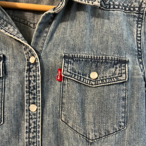 Levi's Snap Denim Long Sleeve Shirt - Small - Picture 4 of 7